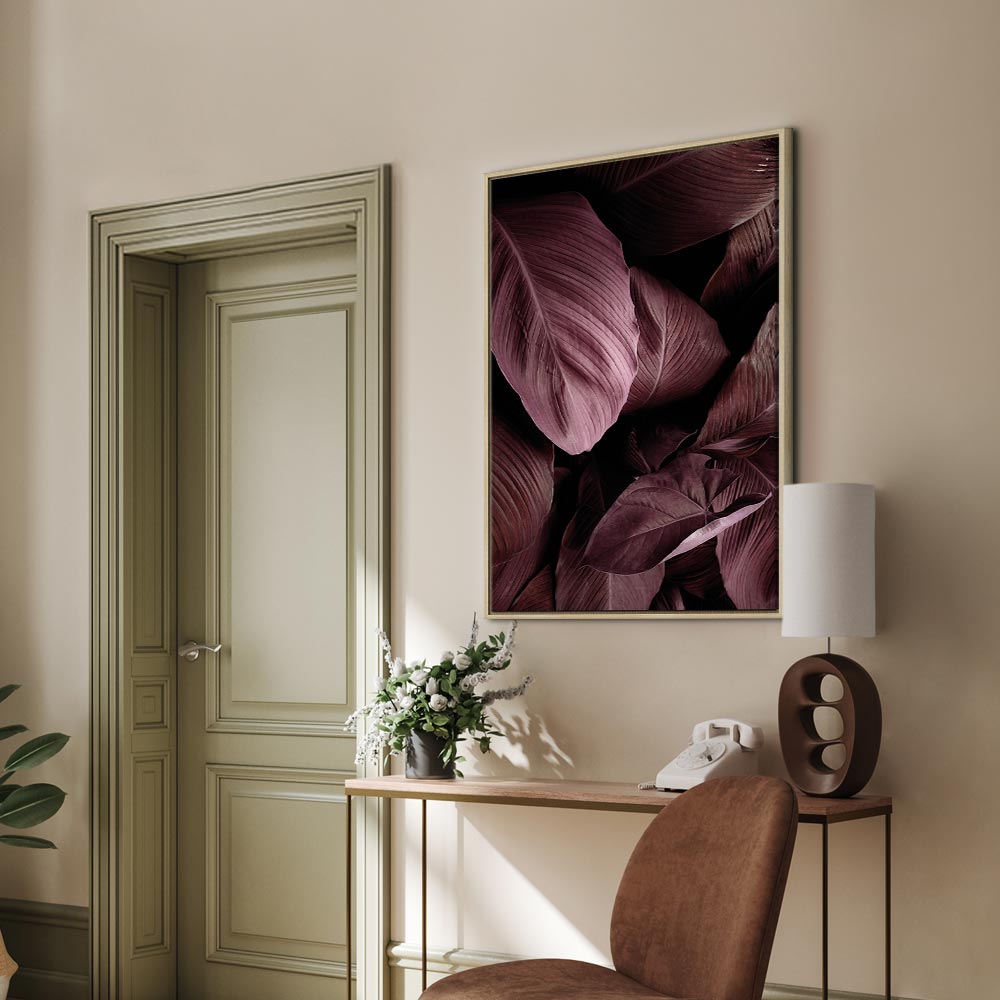 Velvet Leaves Botanical Vertical Canvas Print