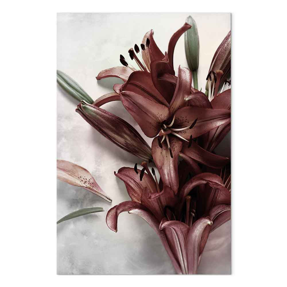 Floral Form Textured Vertical Canvas Print