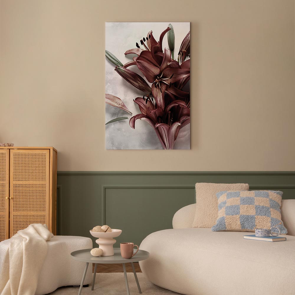 Floral Form Textured Vertical Canvas Print