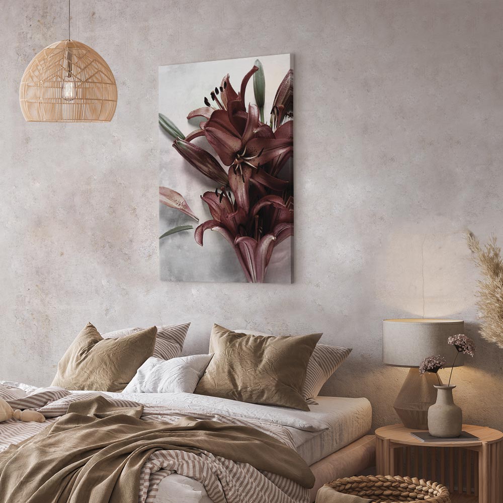 Floral Form Textured Vertical Canvas Print