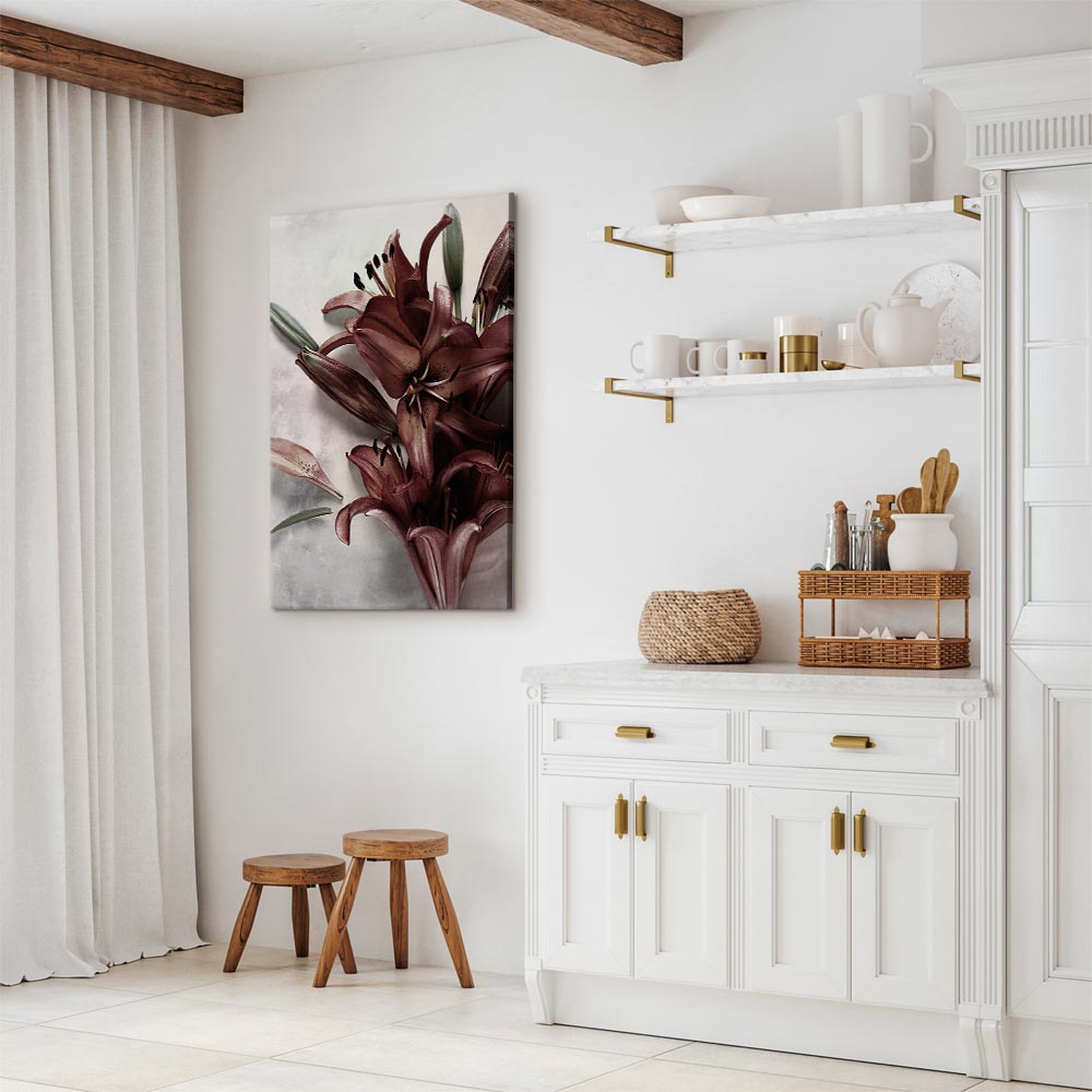 Floral Form Textured Vertical Canvas Print