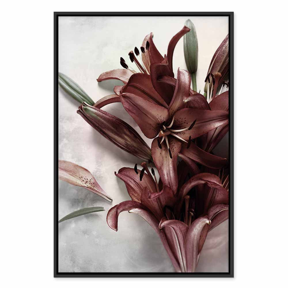 Floral Form Textured Vertical Canvas Print