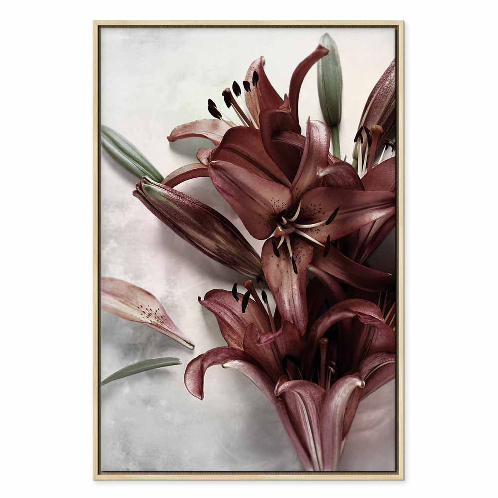 Floral Form Textured Vertical Canvas Print