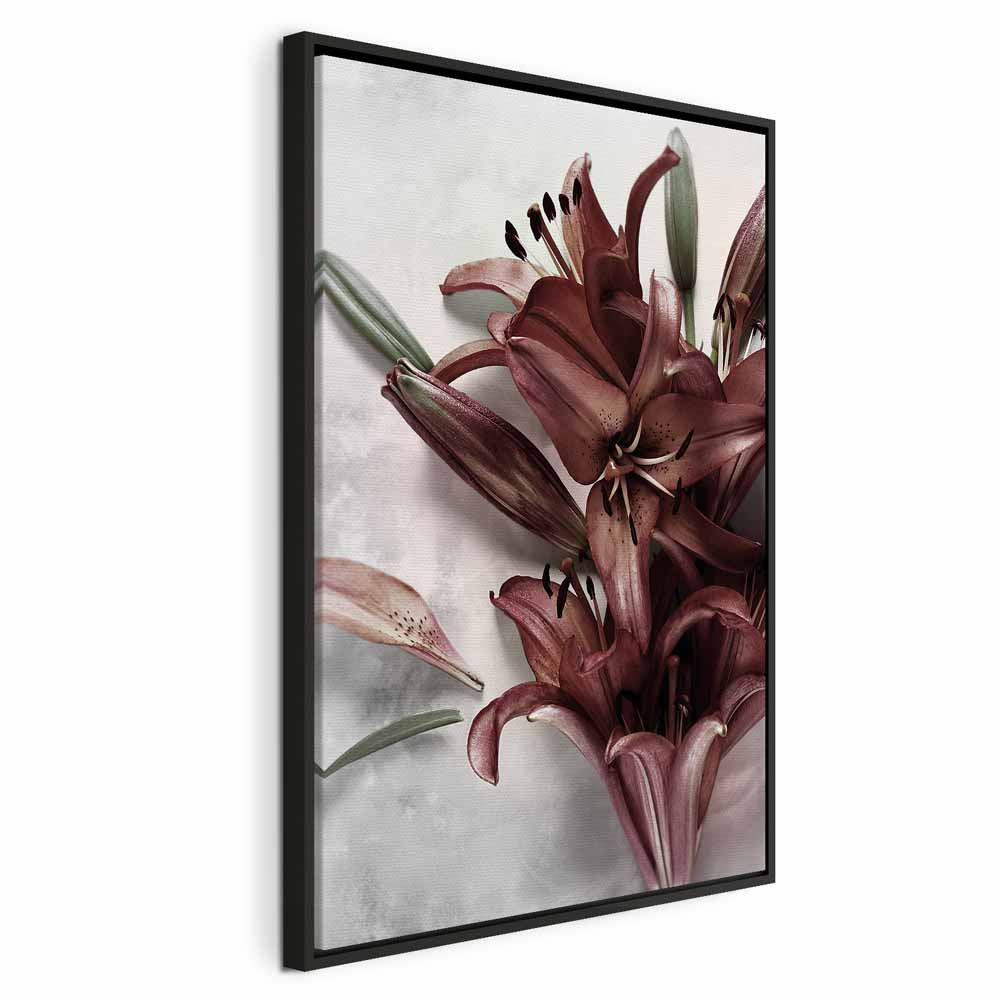 Floral Form Textured Vertical Canvas Print
