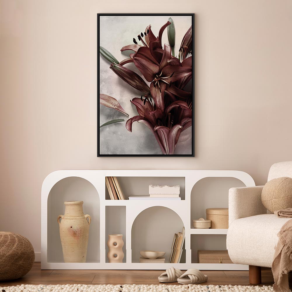 Floral Form Textured Vertical Canvas Print