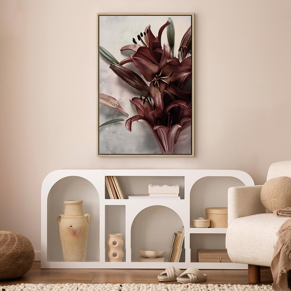 Floral Form Textured Vertical Canvas Print