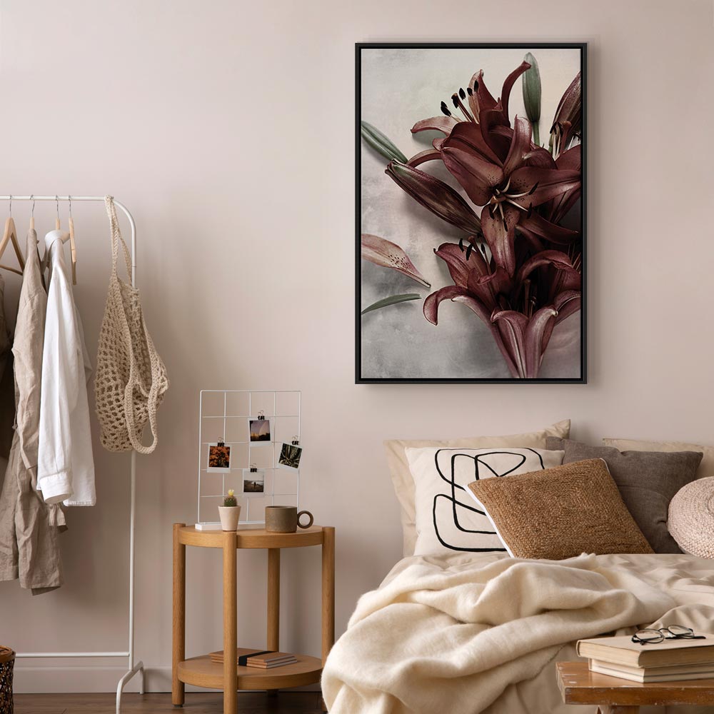 Floral Form Textured Vertical Canvas Print