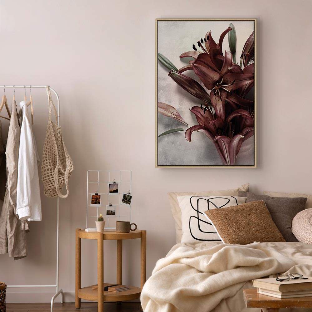 Floral Form Textured Vertical Canvas Print