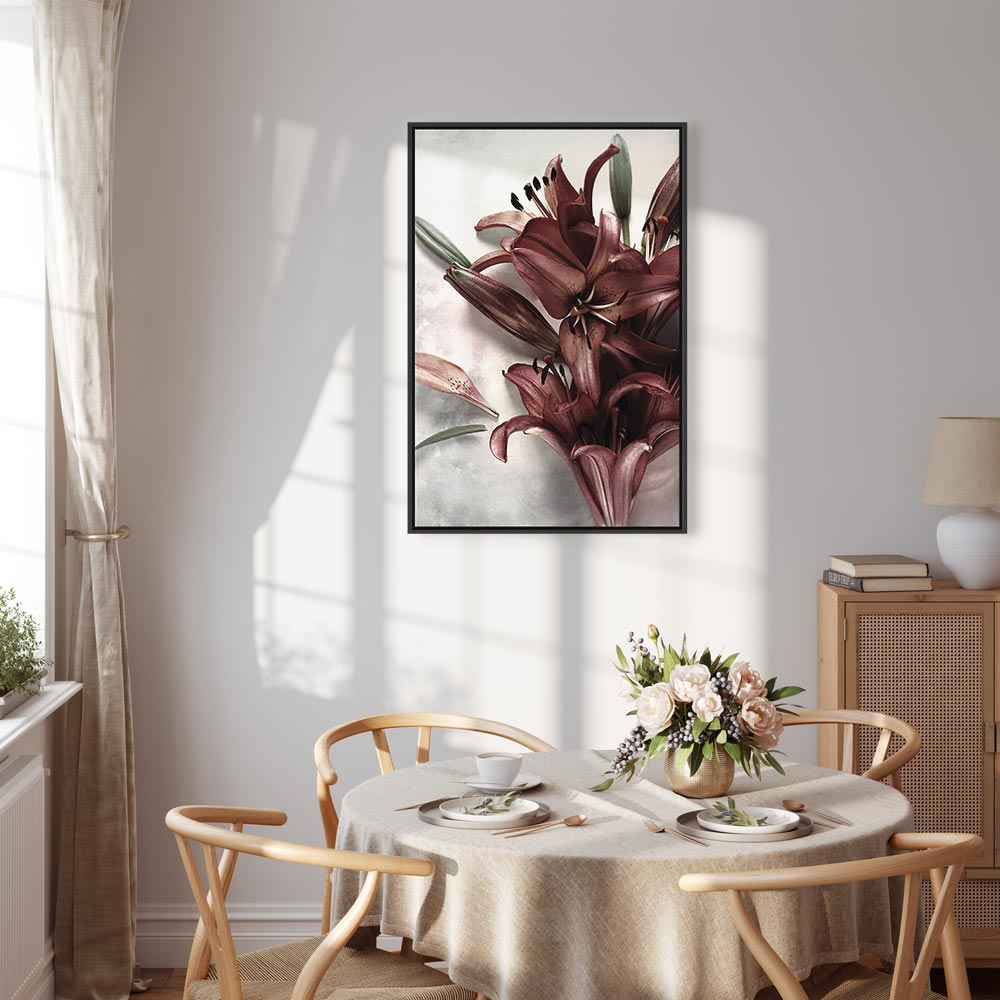 Floral Form Textured Vertical Canvas Print