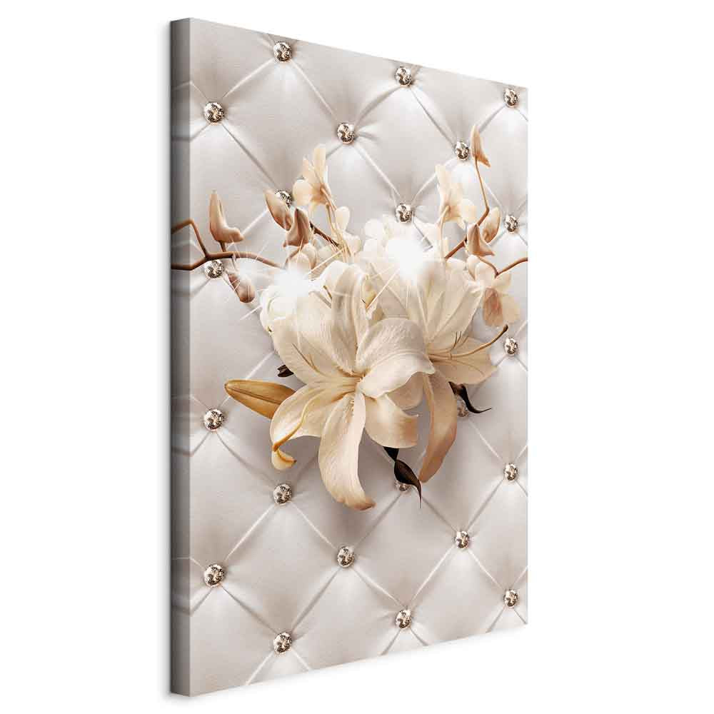 Diamond Lily Floral Texture Vertical Canvas Print
