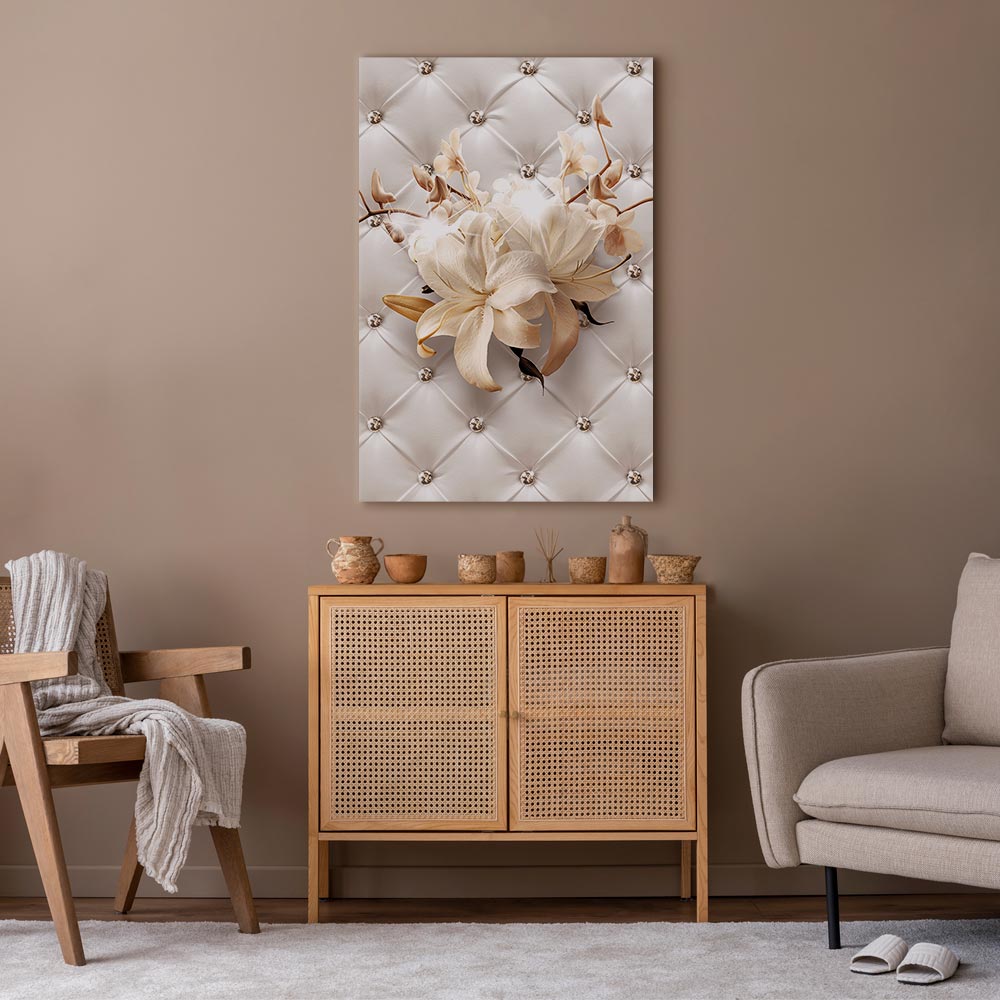 Diamond Lily Floral Texture Vertical Canvas Print