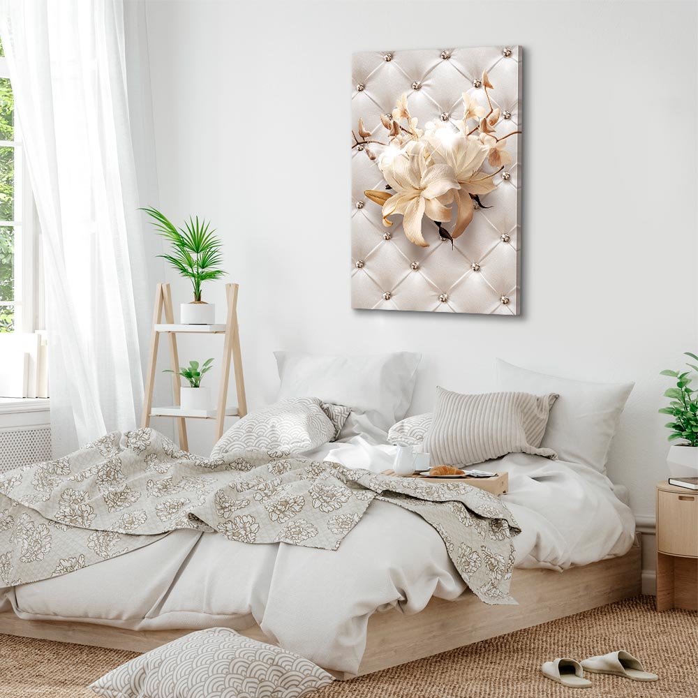 Diamond Lily Floral Texture Vertical Canvas Print