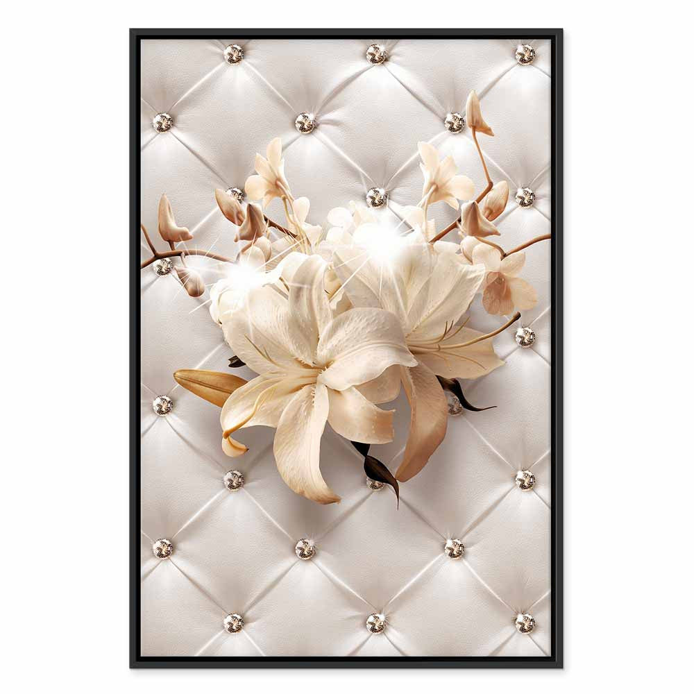 Diamond Lily Floral Texture Vertical Canvas Print