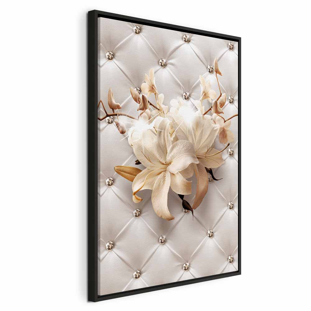 Diamond Lily Floral Texture Vertical Canvas Print