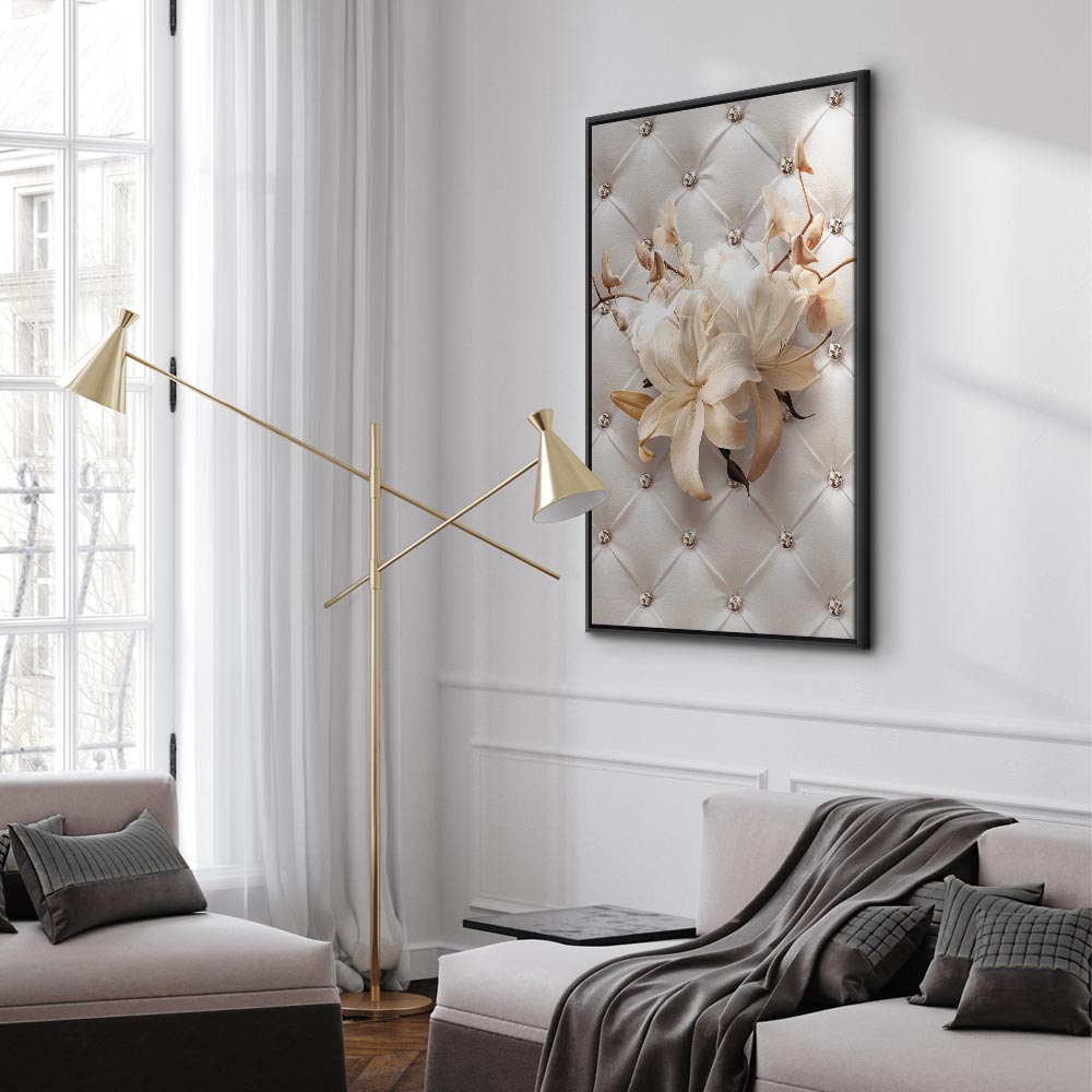 Diamond Lily Floral Texture Vertical Canvas Print