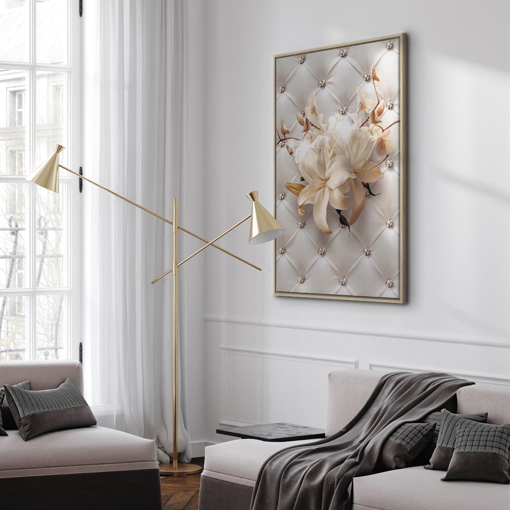 Diamond Lily Floral Texture Vertical Canvas Print