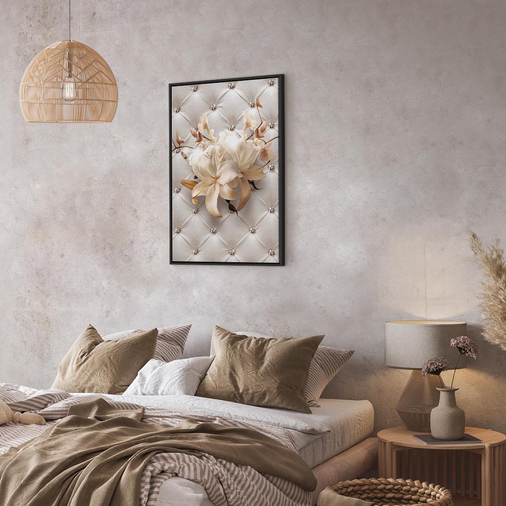 Diamond Lily Floral Texture Vertical Canvas Print