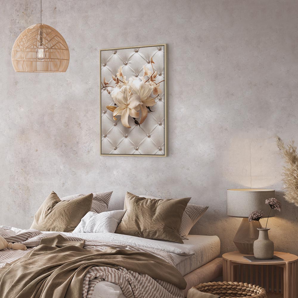 Diamond Lily Floral Texture Vertical Canvas Print