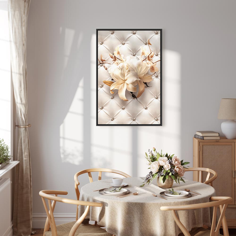 Diamond Lily Floral Texture Vertical Canvas Print