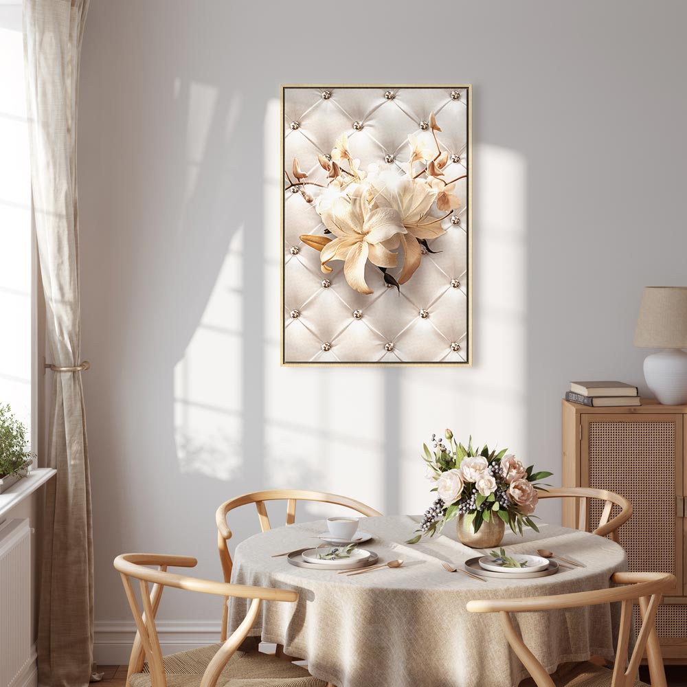 Diamond Lily Floral Texture Vertical Canvas Print