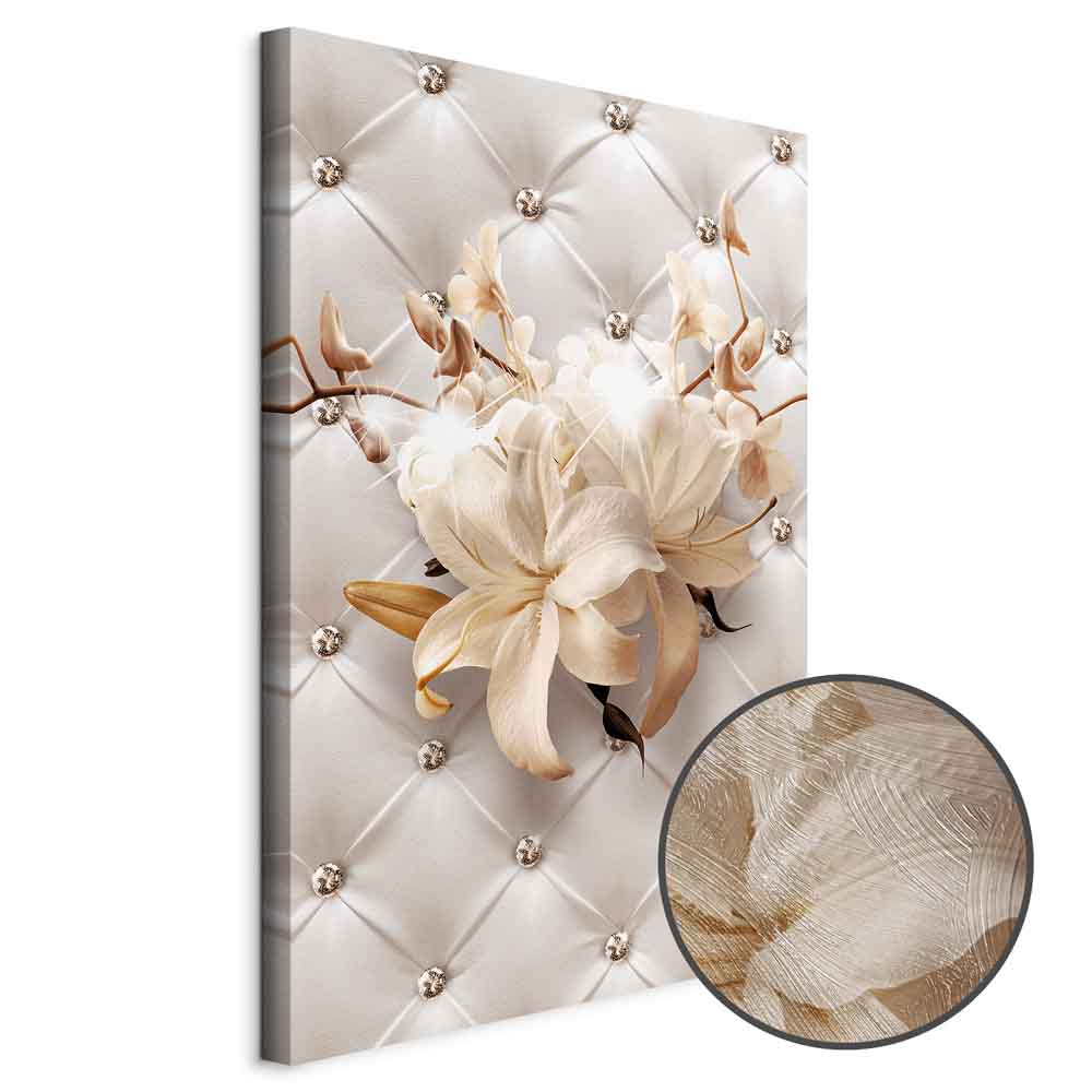 Diamond Lily Floral Texture Vertical Canvas Print