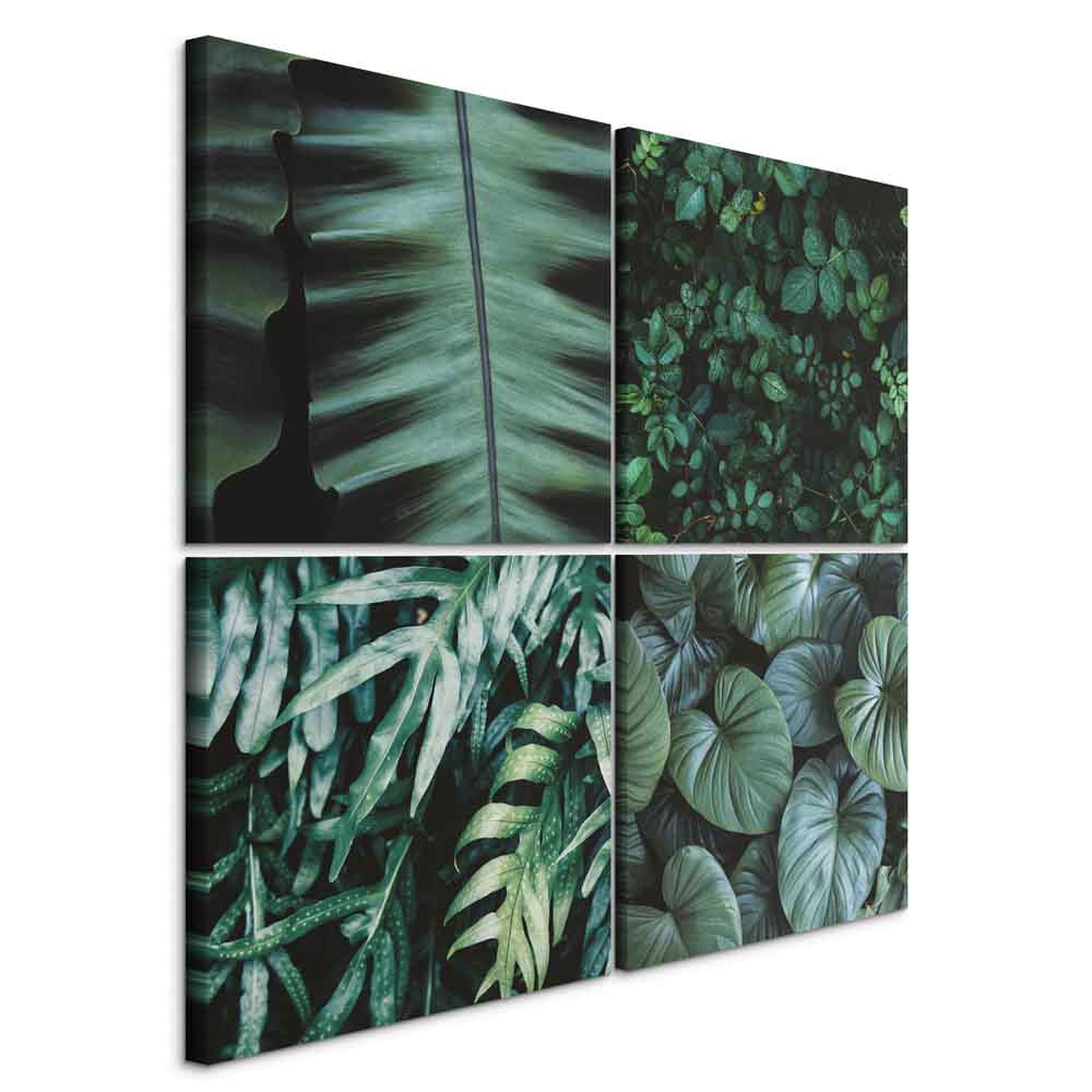 Botanical Leaves Green Canvas Print (4 Parts)