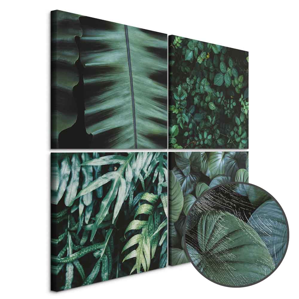 Botanical Leaves Green Canvas Print (4 Parts)
