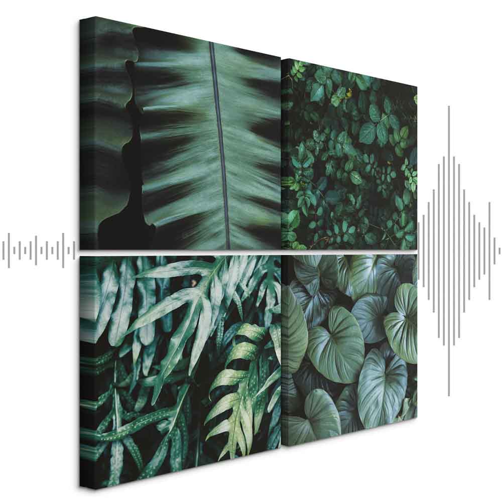 Botanical Leaves Green Canvas Print (4 Parts)