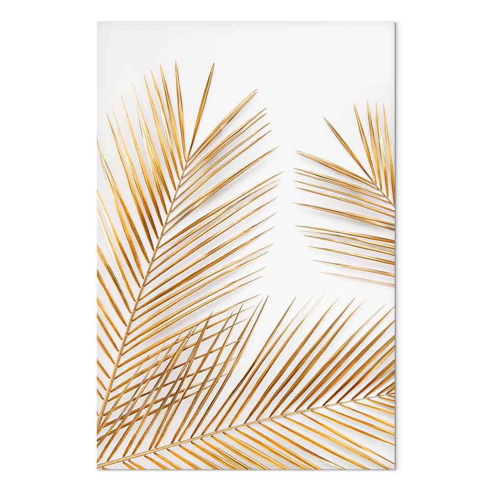 Golden Palm Leaves Tropical Canvas Print