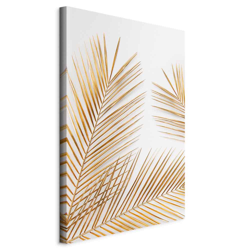 Golden Palm Leaves Tropical Canvas Print