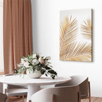 Golden Palm Leaves Tropical Canvas Print