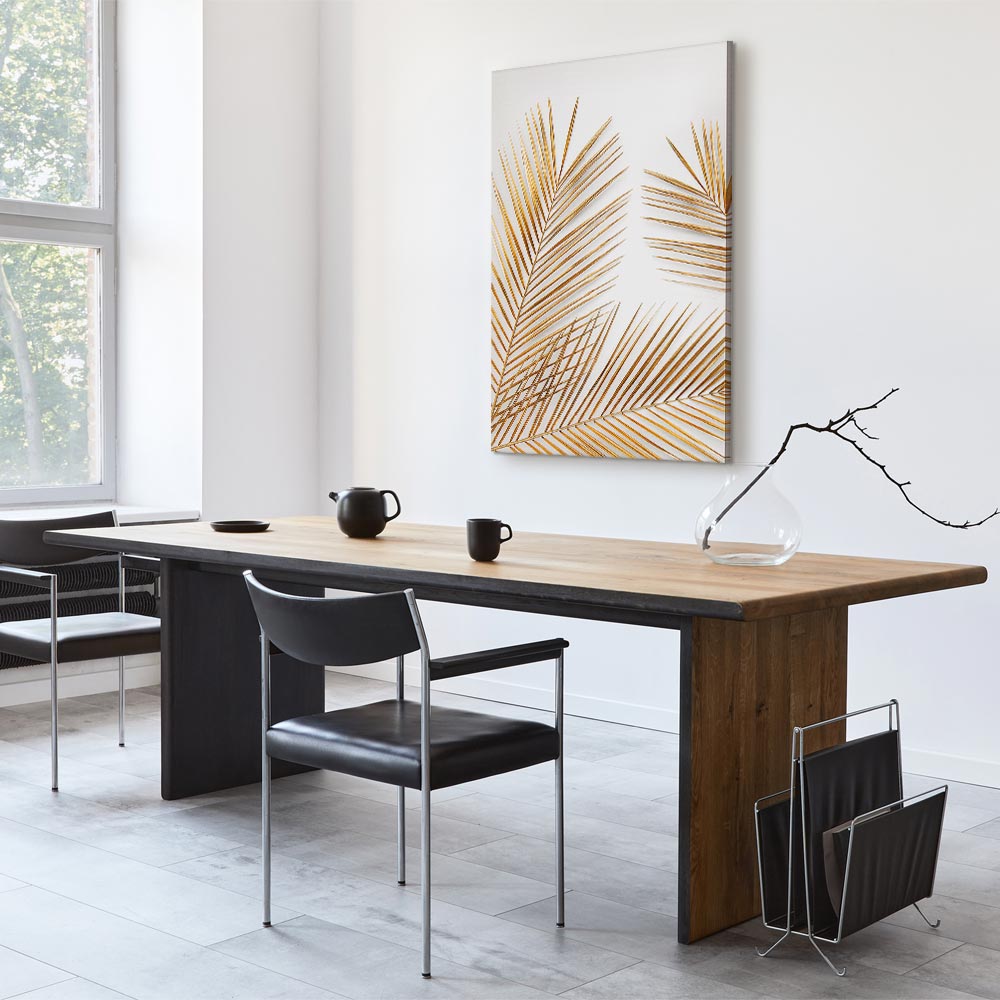 Golden Palm Leaves Tropical Canvas Print