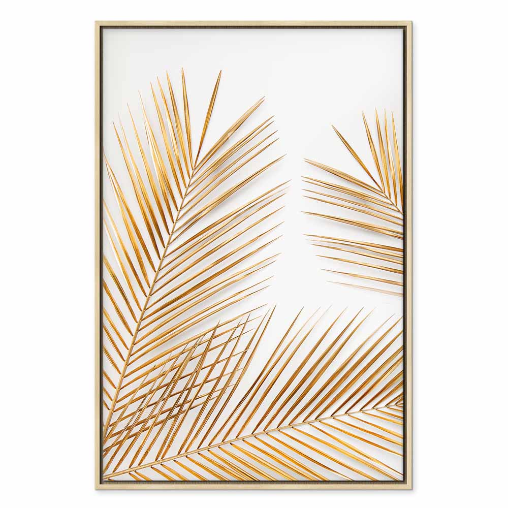 Golden Palm Leaves Tropical Canvas Print
