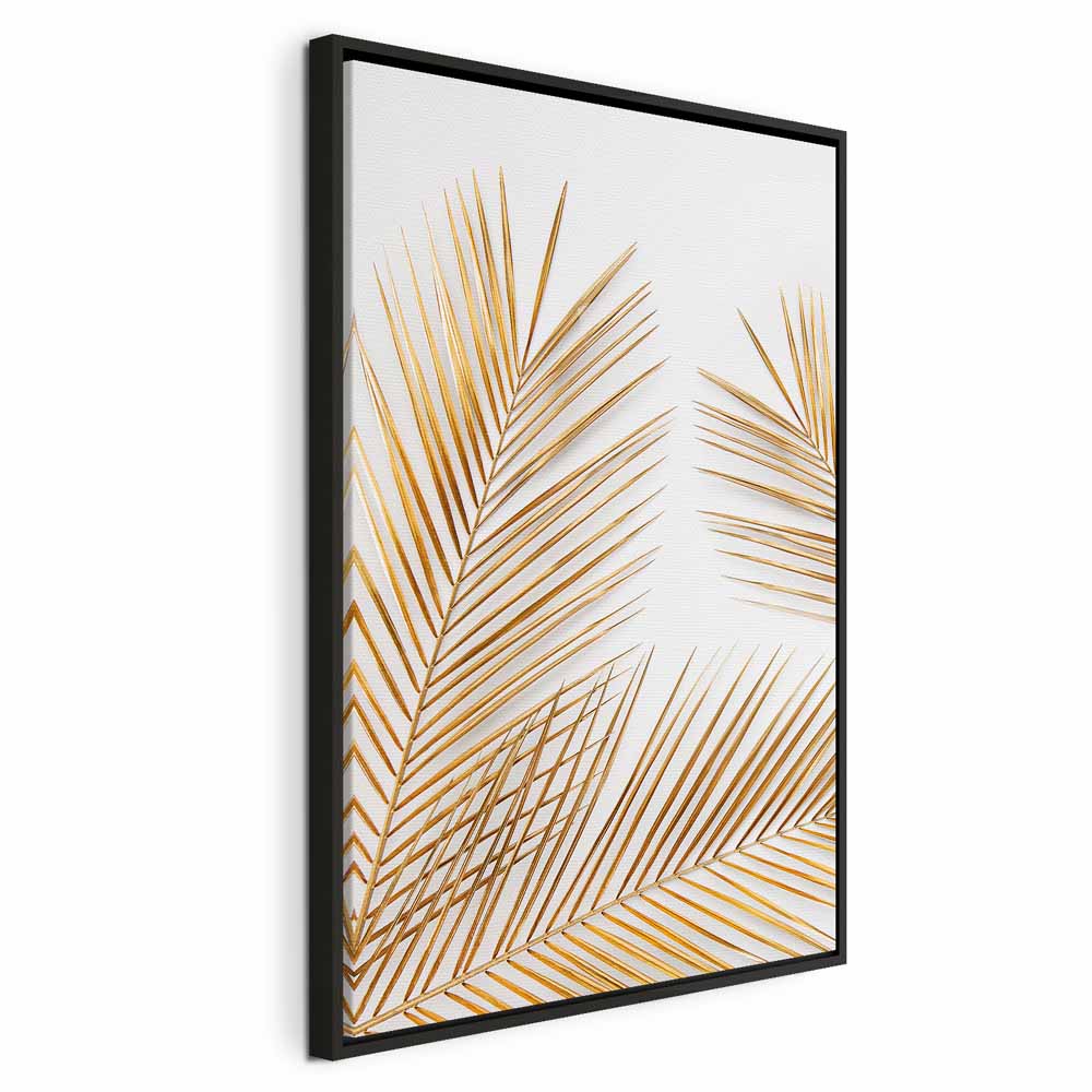 Golden Palm Leaves Tropical Canvas Print