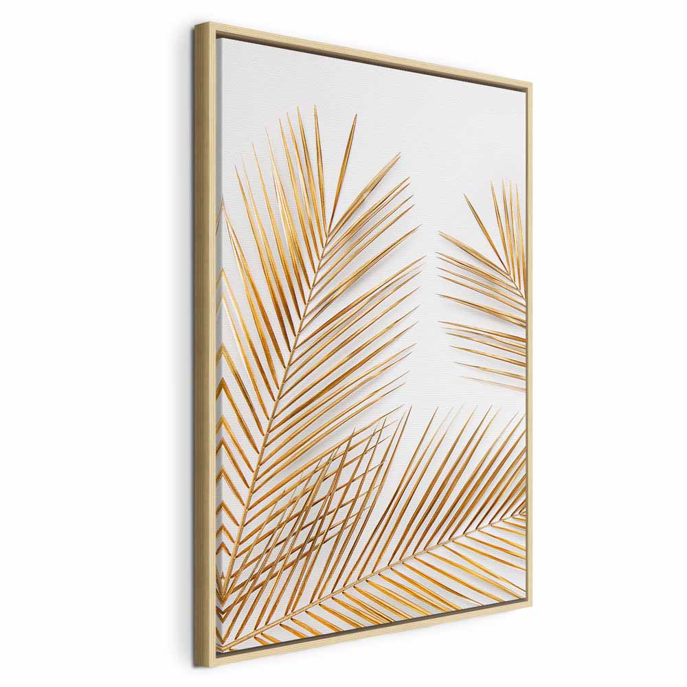 Golden Palm Leaves Tropical Canvas Print