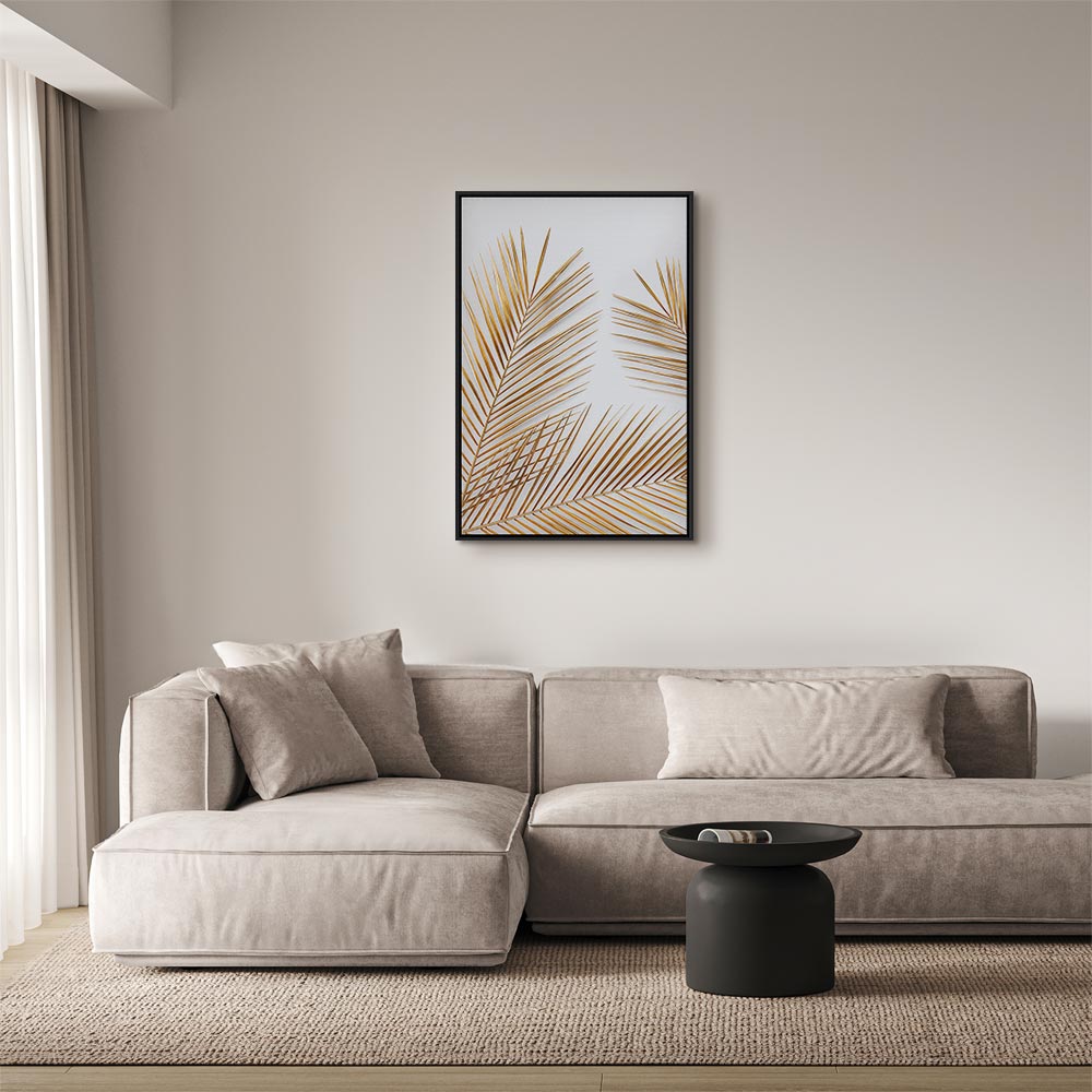 Golden Palm Leaves Tropical Canvas Print