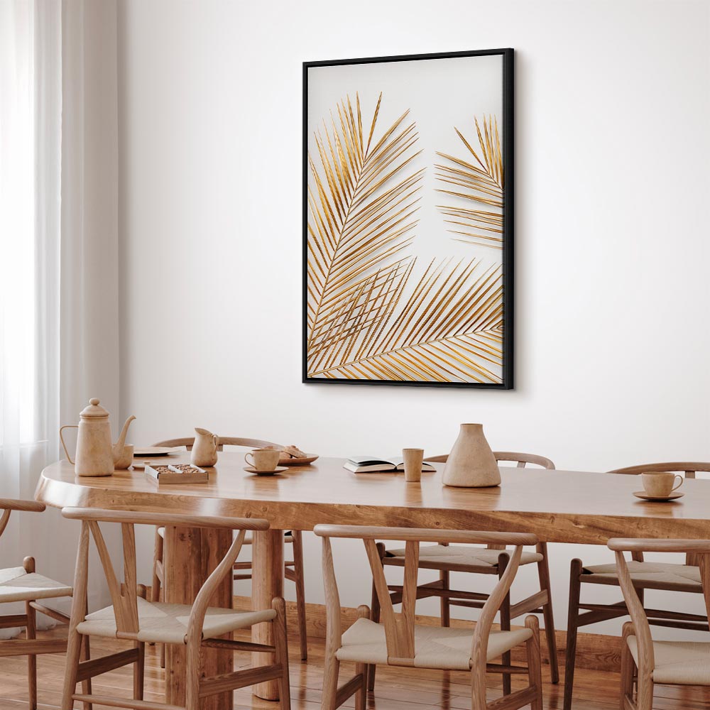Golden Palm Leaves Tropical Canvas Print