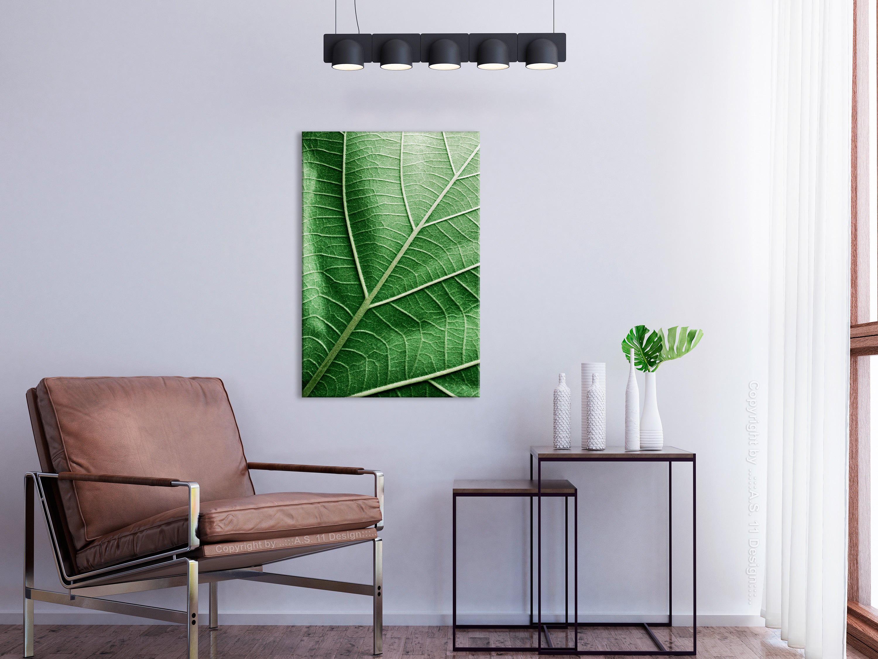Canvas Print Malachite Leaf (1 Part) Vertical