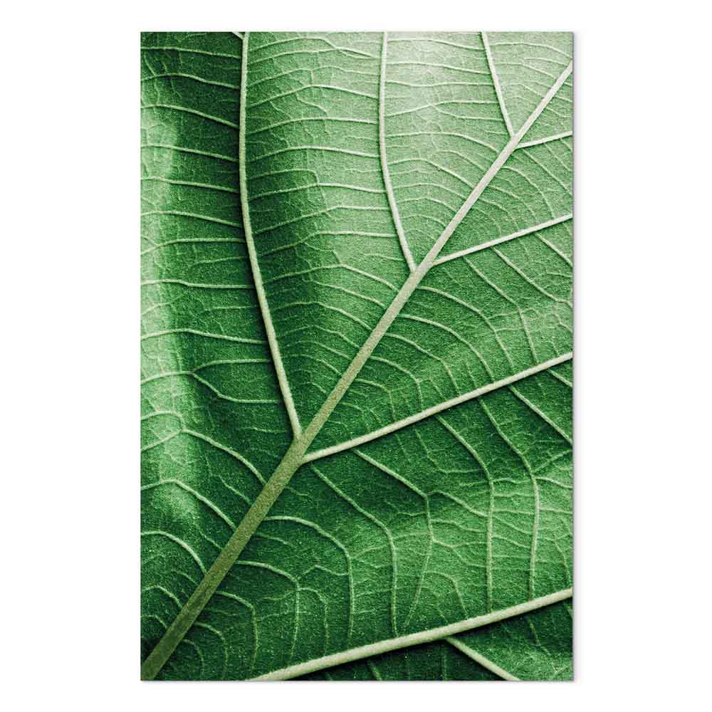 Malachite Leaf Vertical Canvas Print