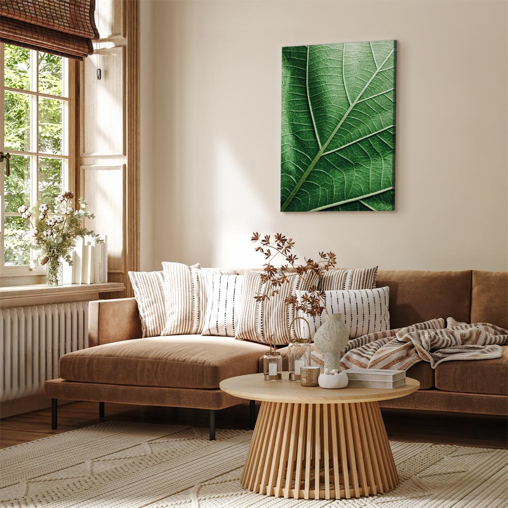 Malachite Leaf Vertical Canvas Print