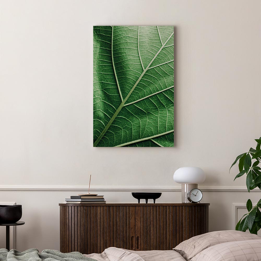 Malachite Leaf Vertical Canvas Print