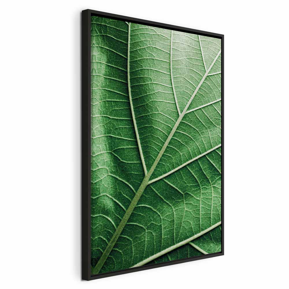 Malachite Leaf Vertical Canvas Print