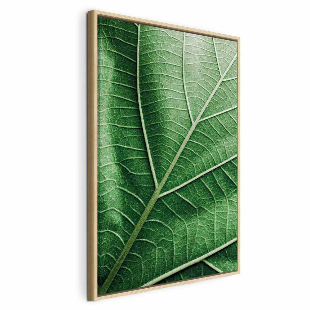 Malachite Leaf Vertical Canvas Print