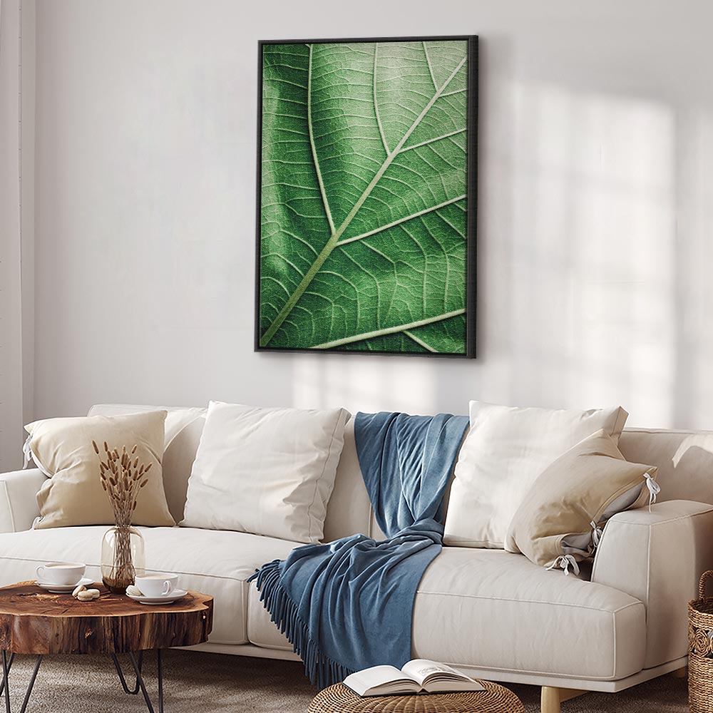 Malachite Leaf Vertical Canvas Print