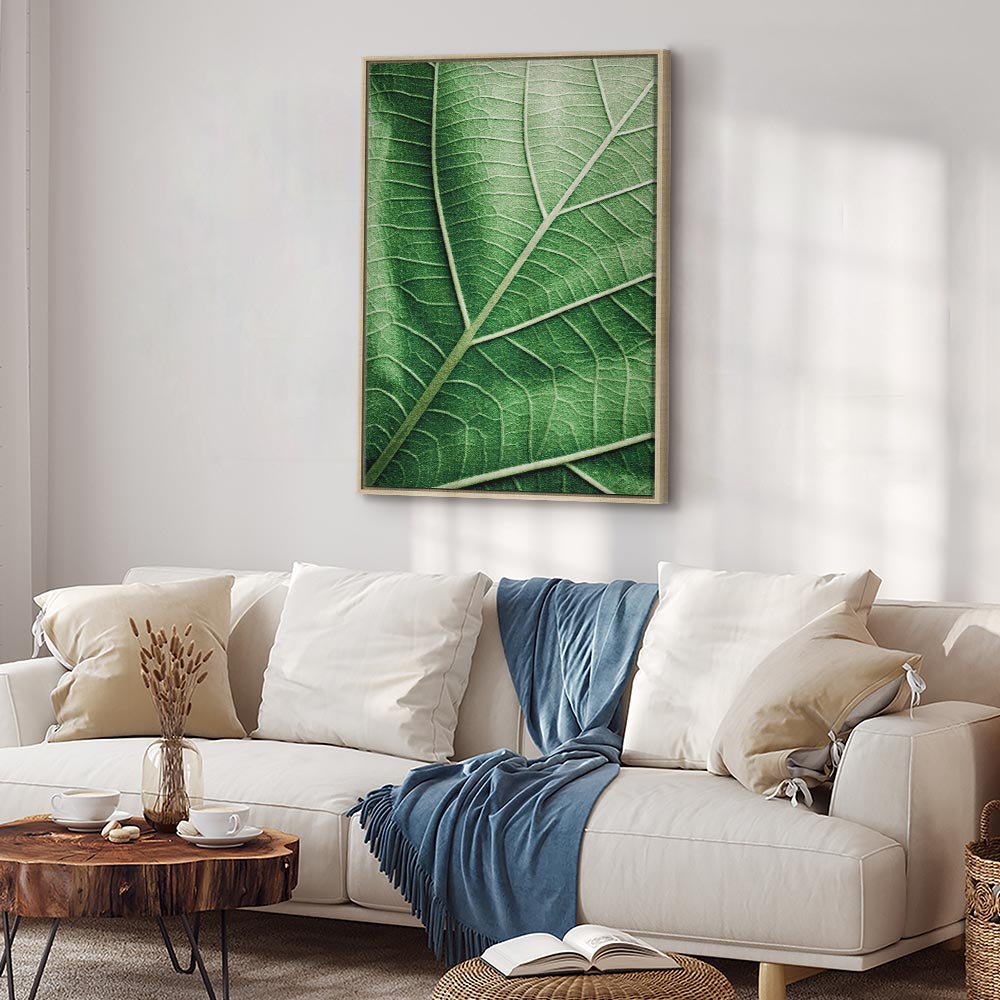 Malachite Leaf Vertical Canvas Print