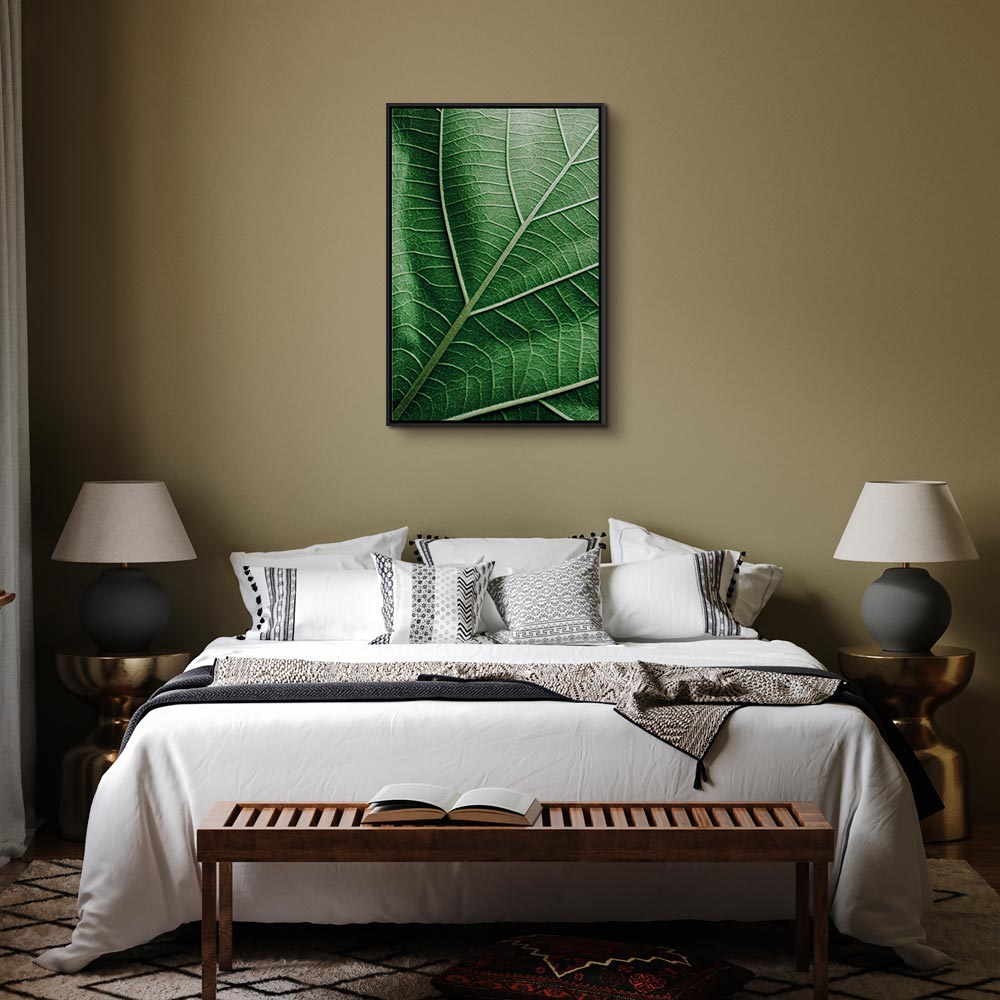 Malachite Leaf Vertical Canvas Print