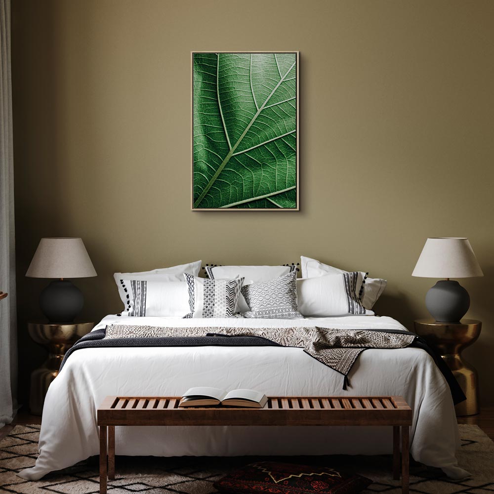 Malachite Leaf Vertical Canvas Print