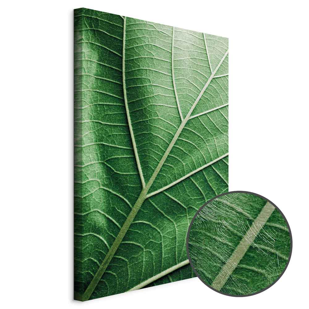 Malachite Leaf Vertical Canvas Print