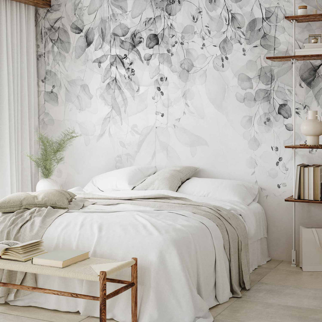 Misty Forest Leaves Nature Wall Mural