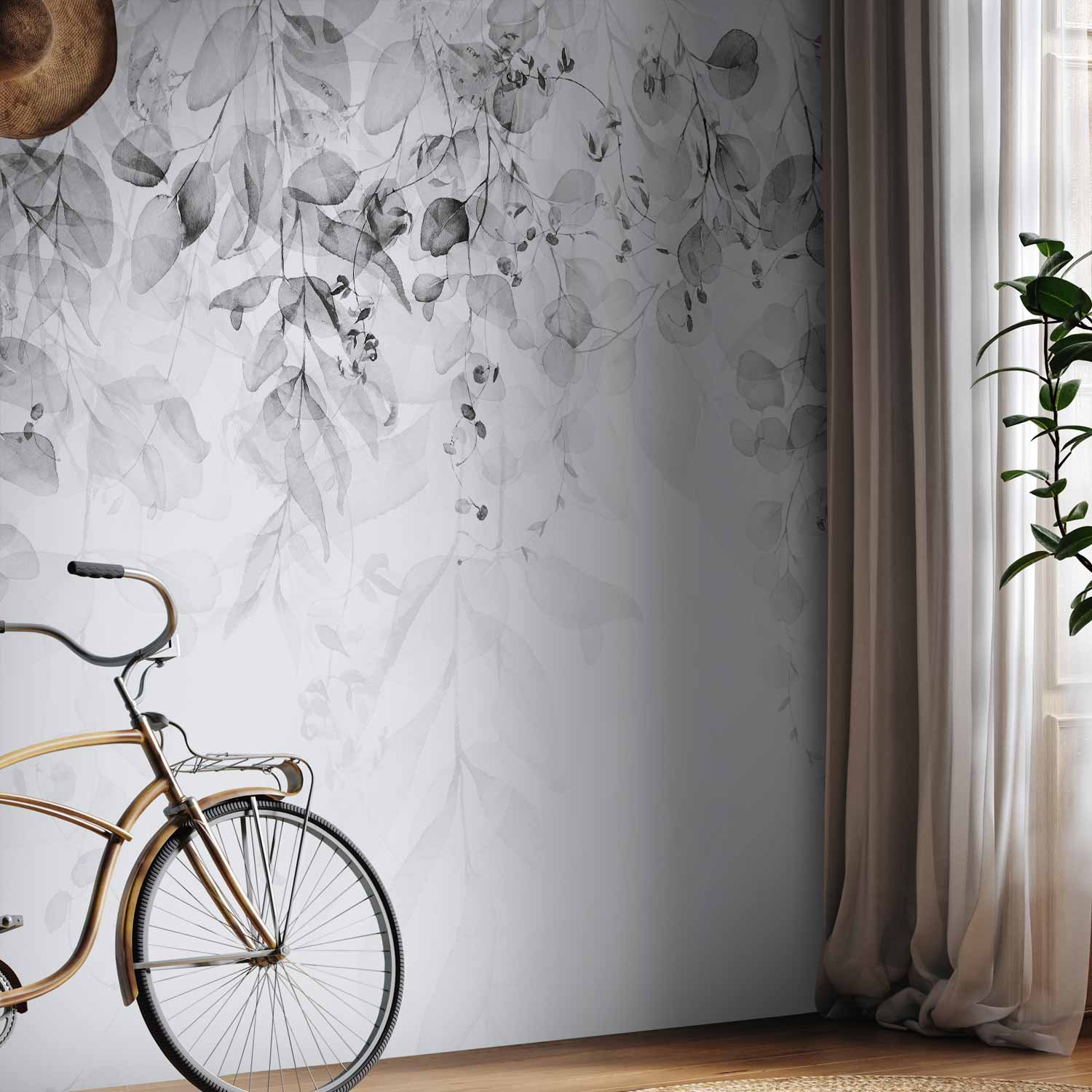 Misty Forest Leaves Nature Wall Mural